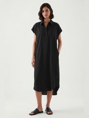 COS Oversized Silk Midi Black Dress 6
